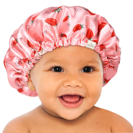 YANIBEST_Baby_Satin_Bonnet_Sleep_Cap_-_Double_Layer_Reversible_Adjustable_Silky_Satin_Cap_for_Infant_Toddler(6-36Months,Strawberry)
