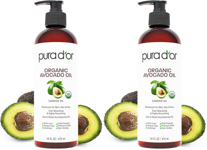 PURA D'OR ORGANIC Fractionated Oil – USDA Certified – MCT Oil – Therapeutic, Hydrating, Lightweight Moisturizer – Hexane Free Carrier Oil For Essential Oils & Massage – Face, Hair & Body