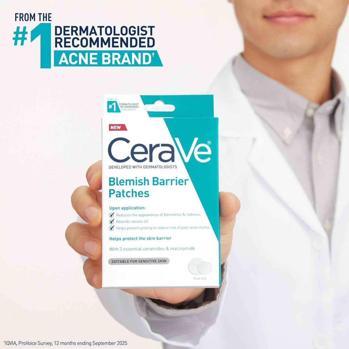 CeraVe Blemish Barrier Patches for Acne-Prone & Sensitive Skin, Hydrocolloid Pimple Patches with Ceramides & Niacinamide, Ultra-Thin, Oil-Absorbing, Blends with All Skin Tones, Allergy-Tested