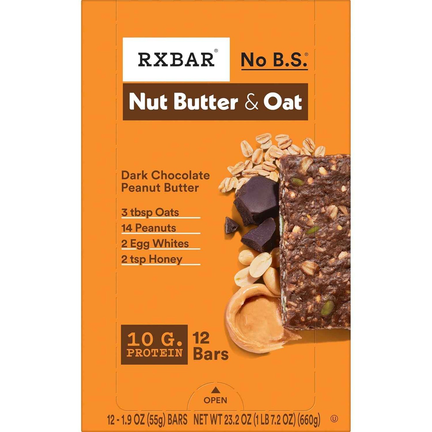 RXBAR Nut Butter and Oat Protein Bars, Protein Snacks, Snack Bars, Dark Chocolate Peanut Butter