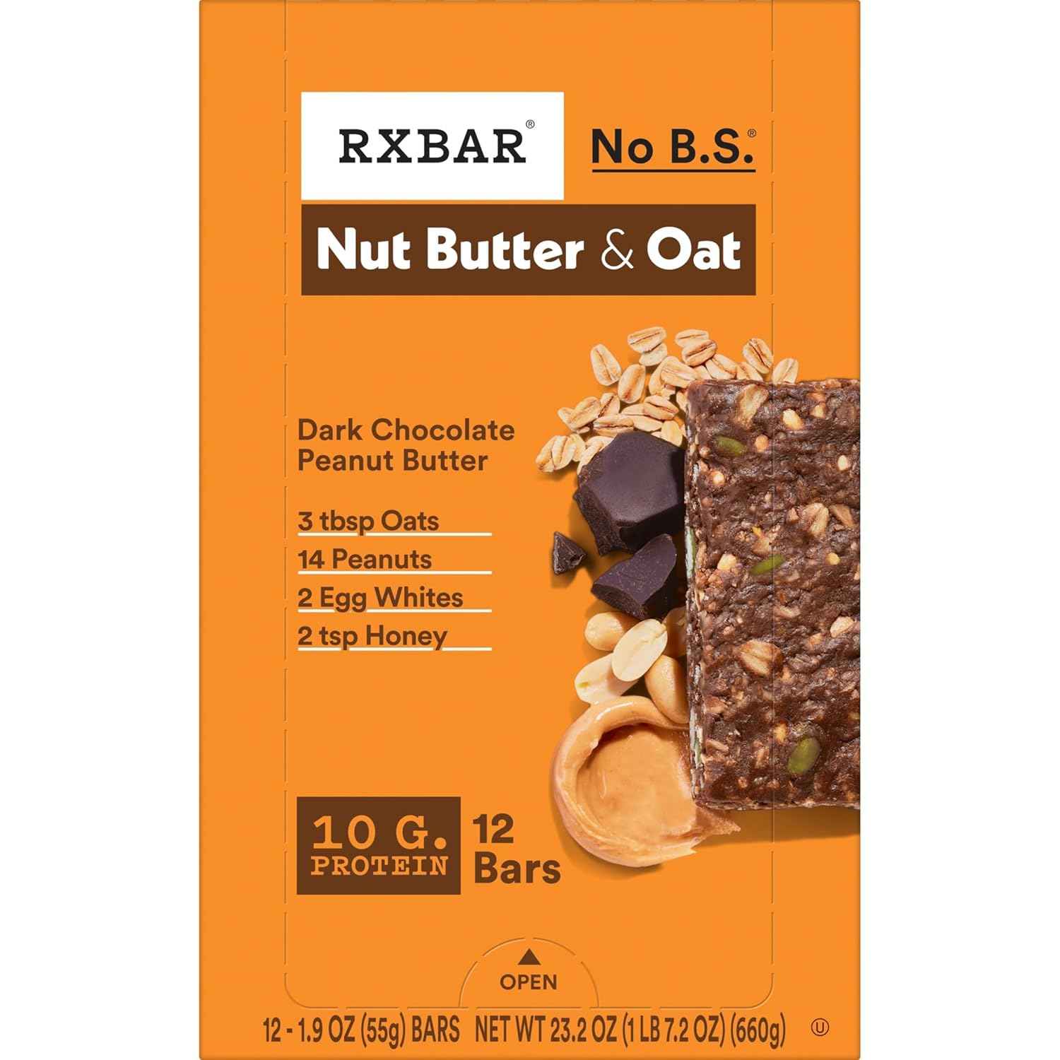 RXBAR Nut Butter and Oat Protein Bars, Protein Snacks, Snack Bars, Dark Chocolate Peanut Butter