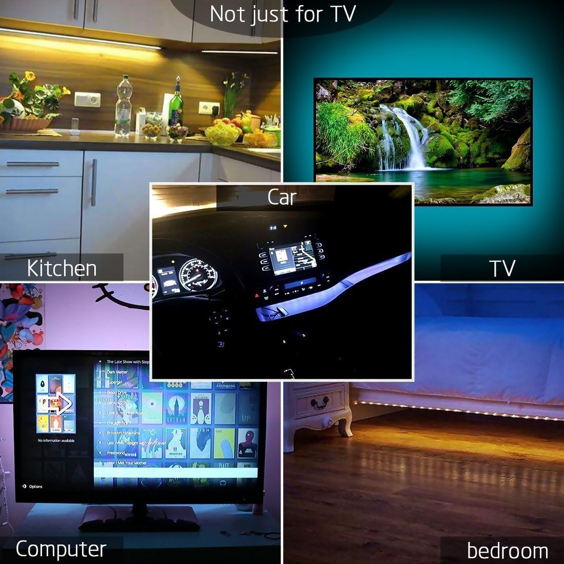 LED_TV_Backlight,SMY_USB_LED_Strip_Light,RGB_Multi-Colour_LED_Light_Strip_Kit_Waterproof_IP65,_30LED_with_Wireless_Remote_Controller_for_TV/PC/Laptop_Bias_Lighting_(3.28Ft/6.56Ft)