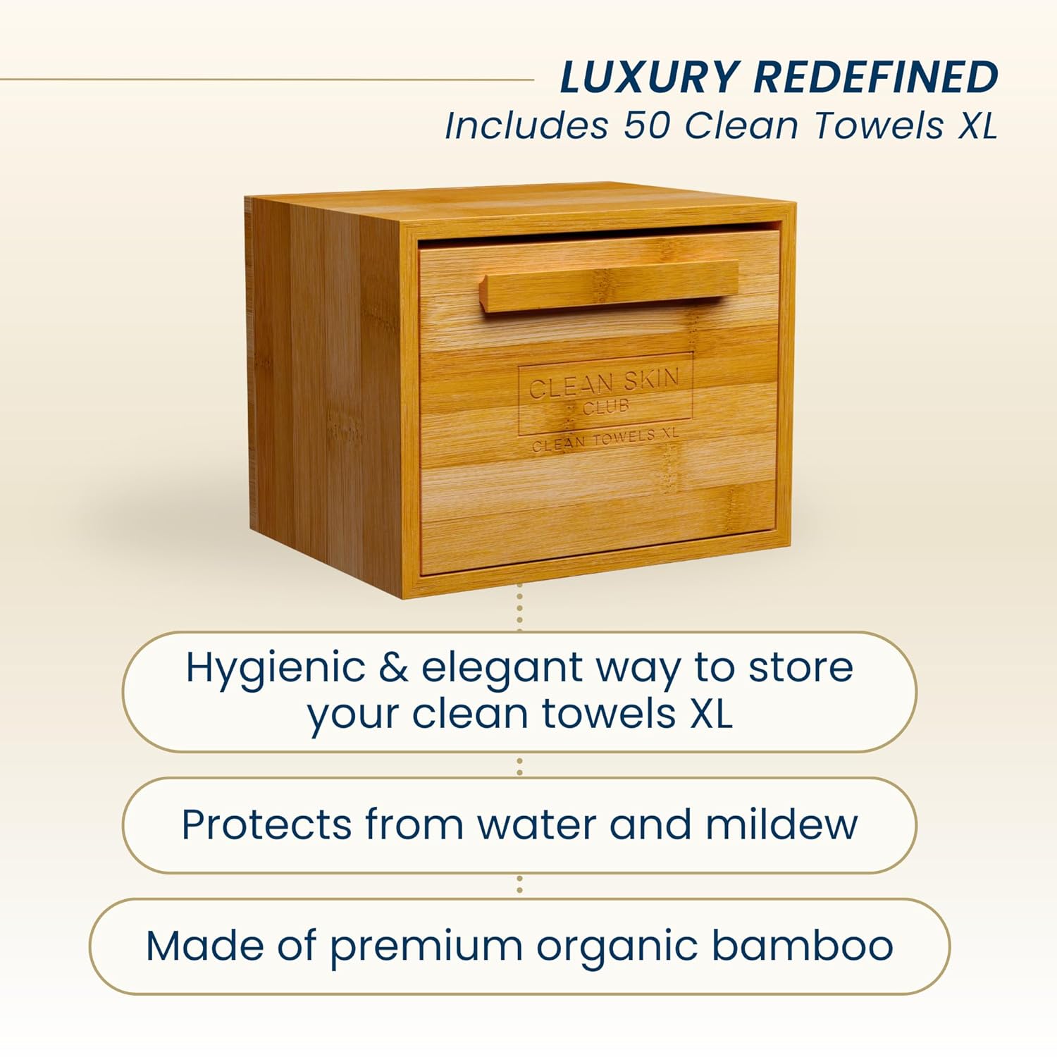 Clean_Skin_Club_Luxe_Bamboo_container_with_pullout_drawer_includes_Clean_Towels®_Original_XL_50_Count,_Disposable_Face_Towel_Holder_for_Bathroom_Counter