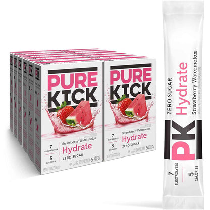 Pure Kick Hydration Singles To Go Drink Mix, Includes 12 Boxes with 6 Packets in each Box, 72 Total Packets