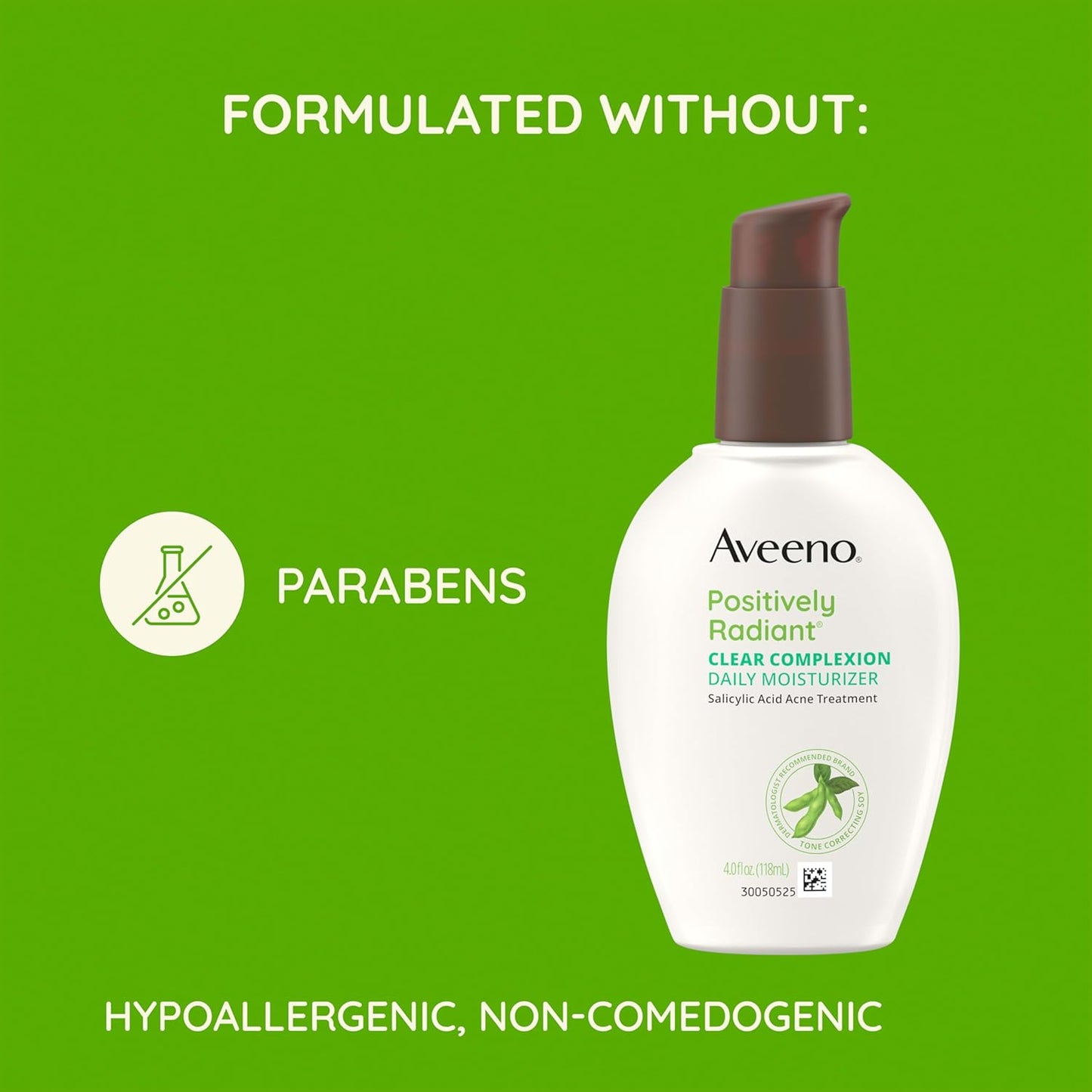 Aveeno_Positively_Radiant_Clear_Complexion_Face_Moisturizer,_Acne_Facial_Moisturizer_with_Soy_and_Salicylic_Acid_for_Oily_Skin,_Hypoallergenic_Formula,_Paraben-Free,_Non-Comedogenic,_Pump,_4_FL_OZ