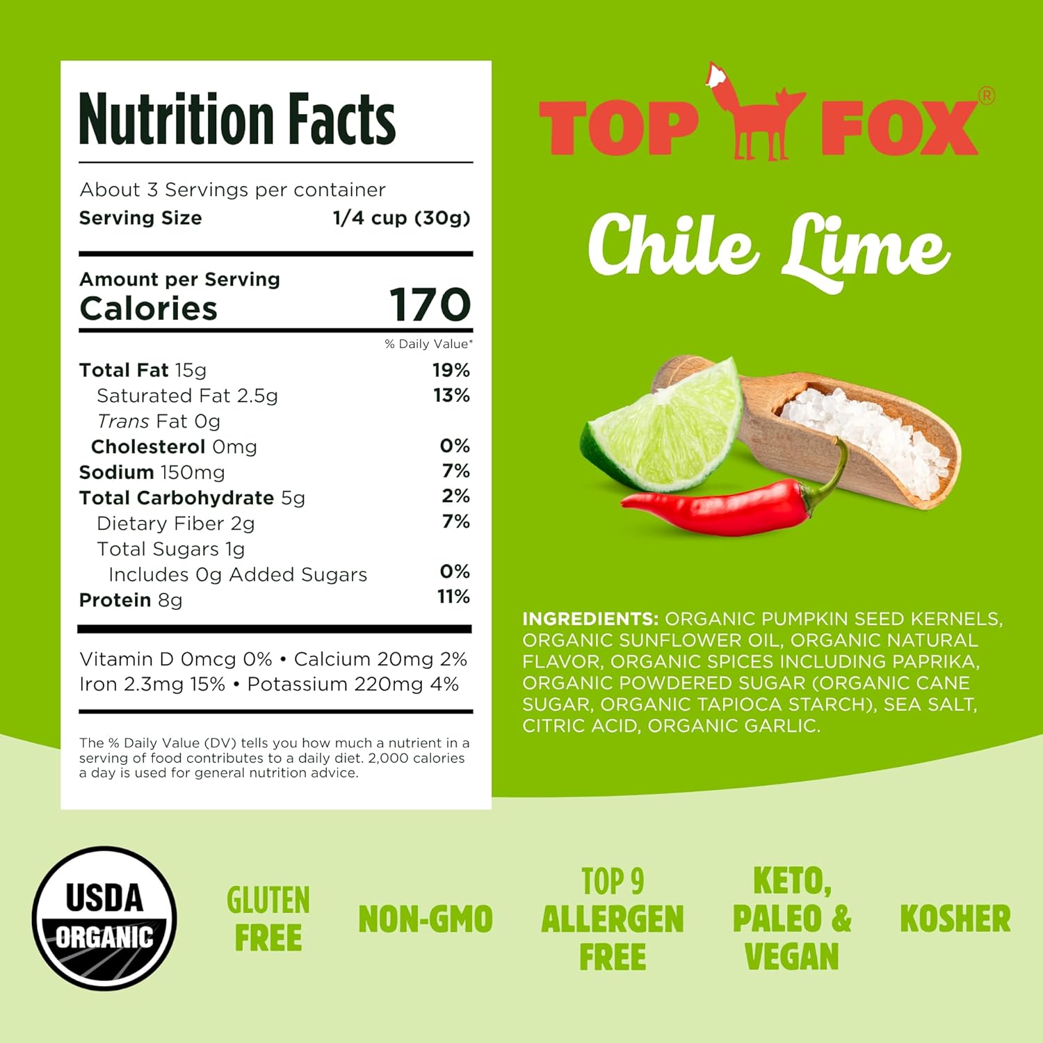Top_Fox_Snacks_Pumpkin_Seeds_to_Eat_(Chile_Lime,_3.5_oz_–_2_Pack)_-_Gluten_Free_Snacks,_Healthy_Protein_Snacks,_Keto_Friendly_Snacks,_Allergen_Free_Snacks,_Paleo_&_Vegan_-_Organic_Pop-Roasted