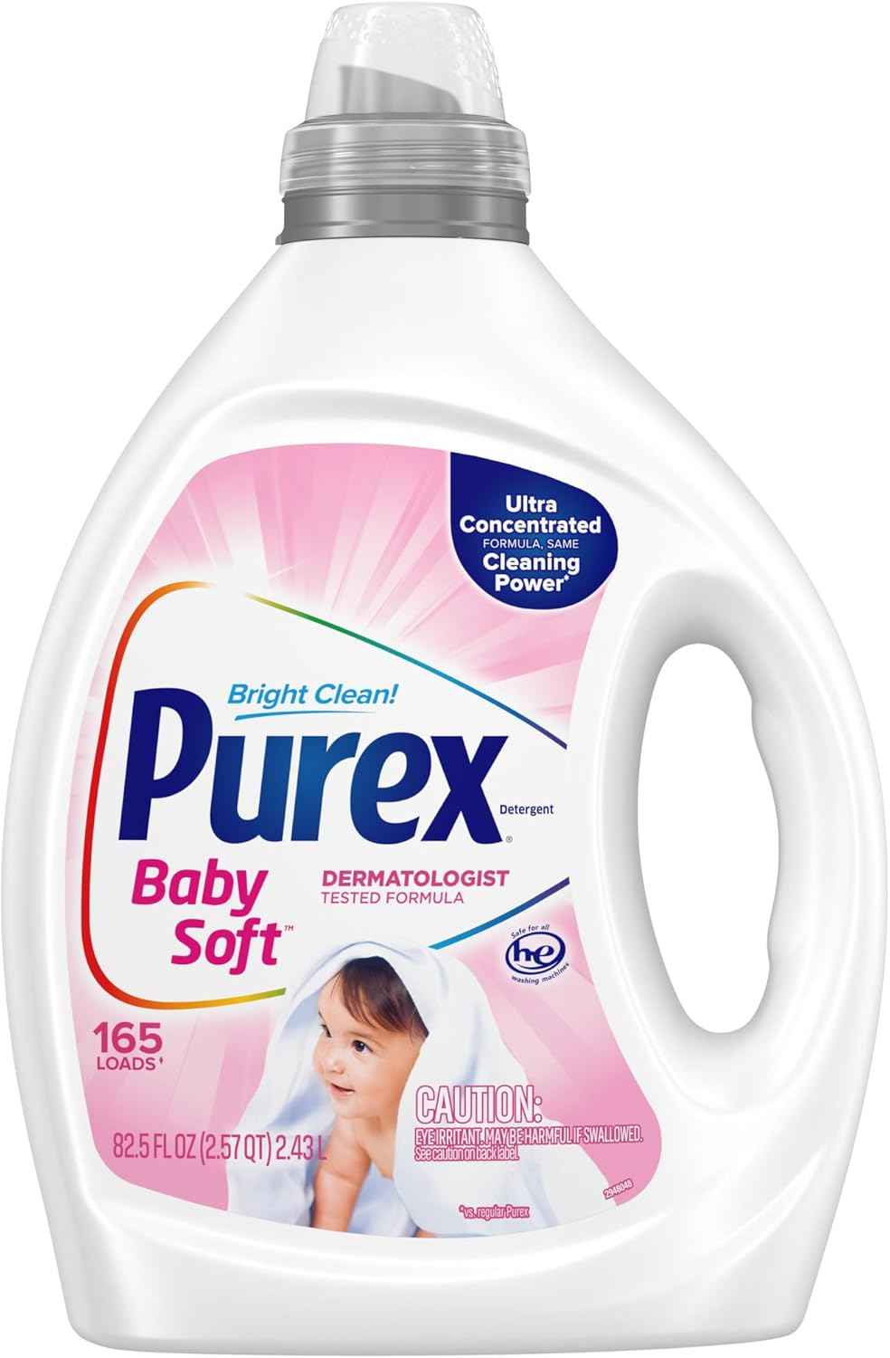 Purex Baby Soft Liquid Laundry Detergent, Ultra Concentrated, 82.5 fl oz, 165 Loads, Hypoallergenic, Dye Free, Gentle on Skin
