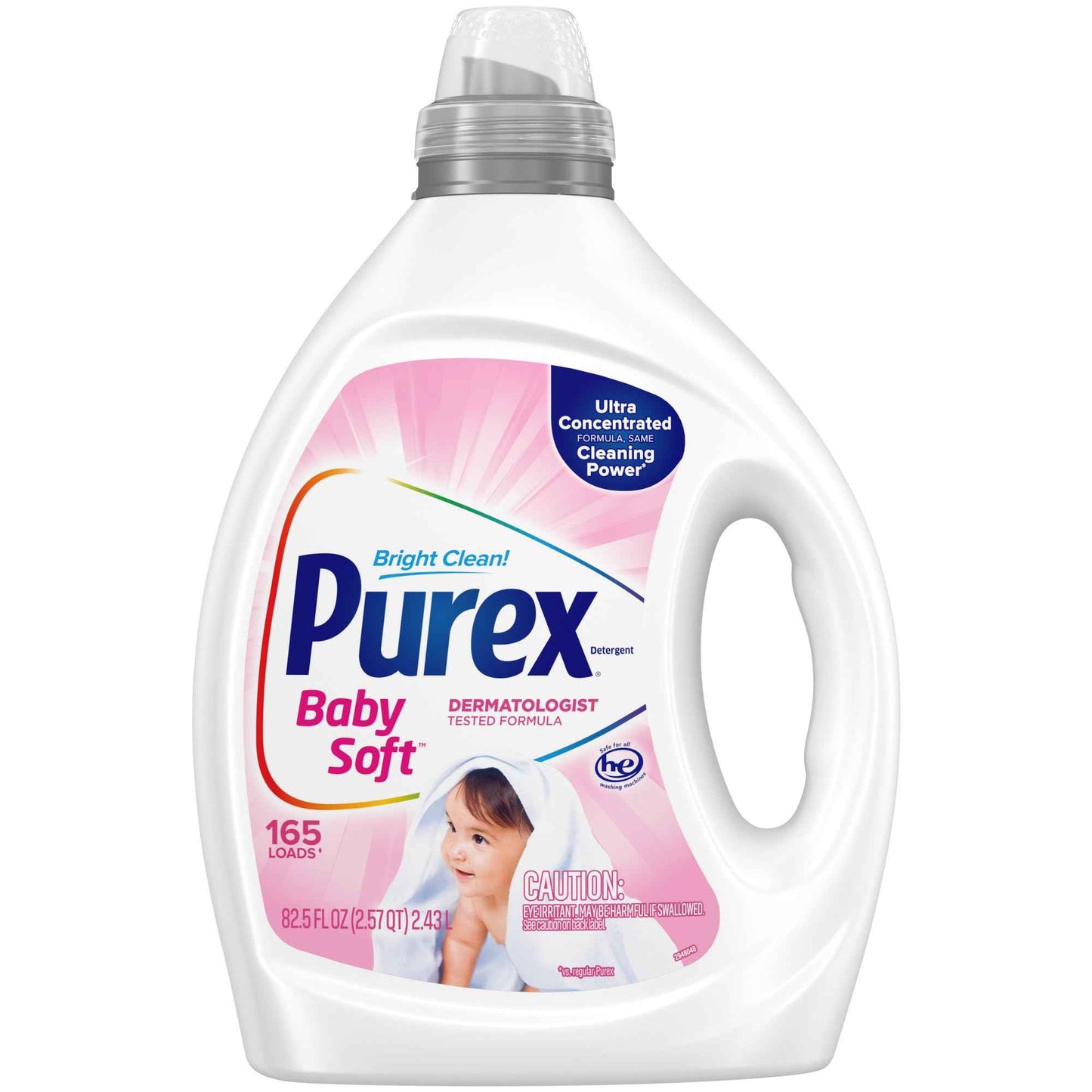 Purex Baby Soft Liquid Laundry Detergent, Ultra Concentrated, 82.5 fl oz, 165 Loads, Hypoallergenic, Dye Free, Gentle on Skin