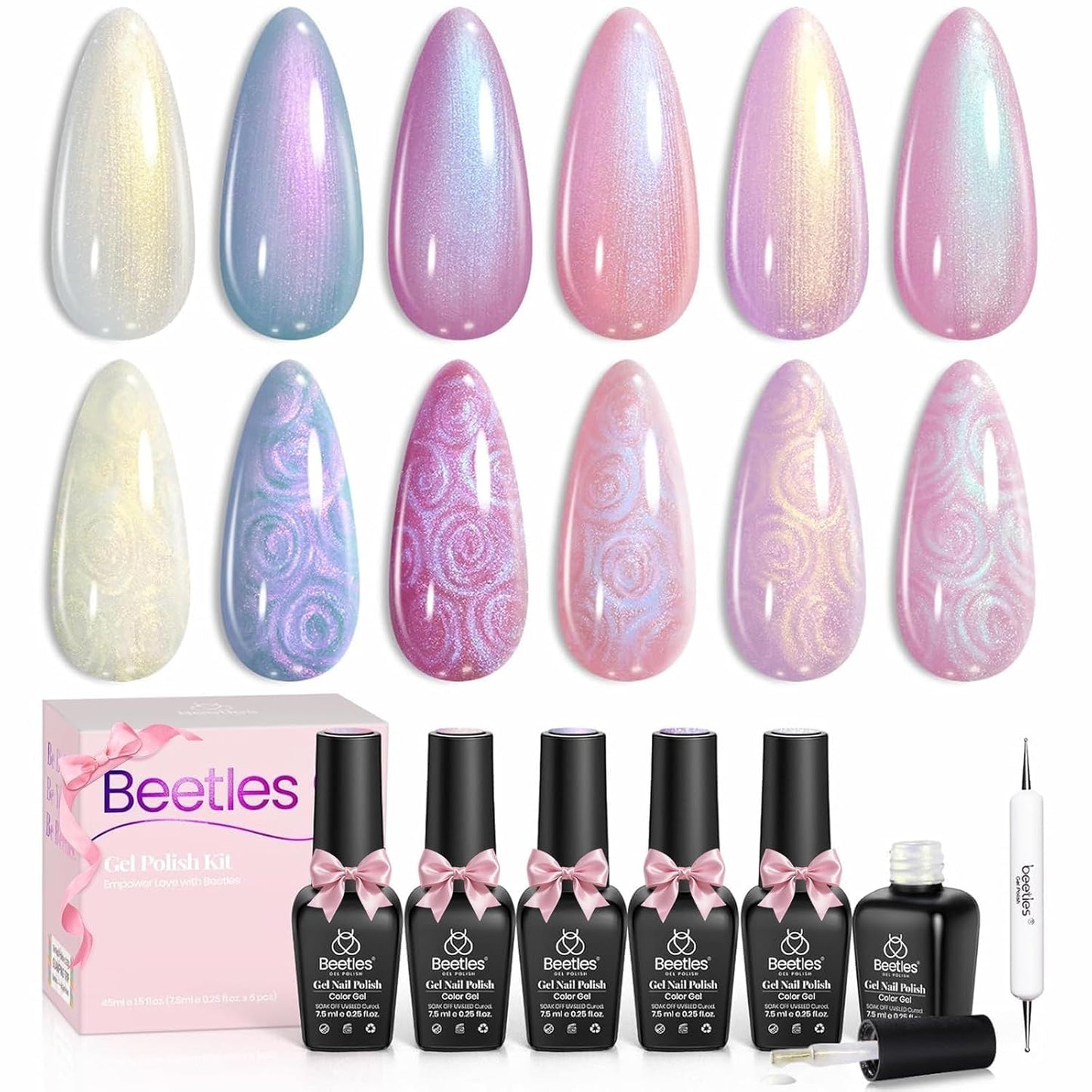 Beetles_Pearl_Gel_Nail_Polish,_6_Colors_Shimmer_Pearl_White_Pink_Purple_Mermaid_Nail_Drawing_Spring_Gel_Polish_Soak_Off_Uv_Gel_Polish_Swirl_Shell_Thread_Effect_DIY_Manicure_Nail_Art_Gift_for_Women