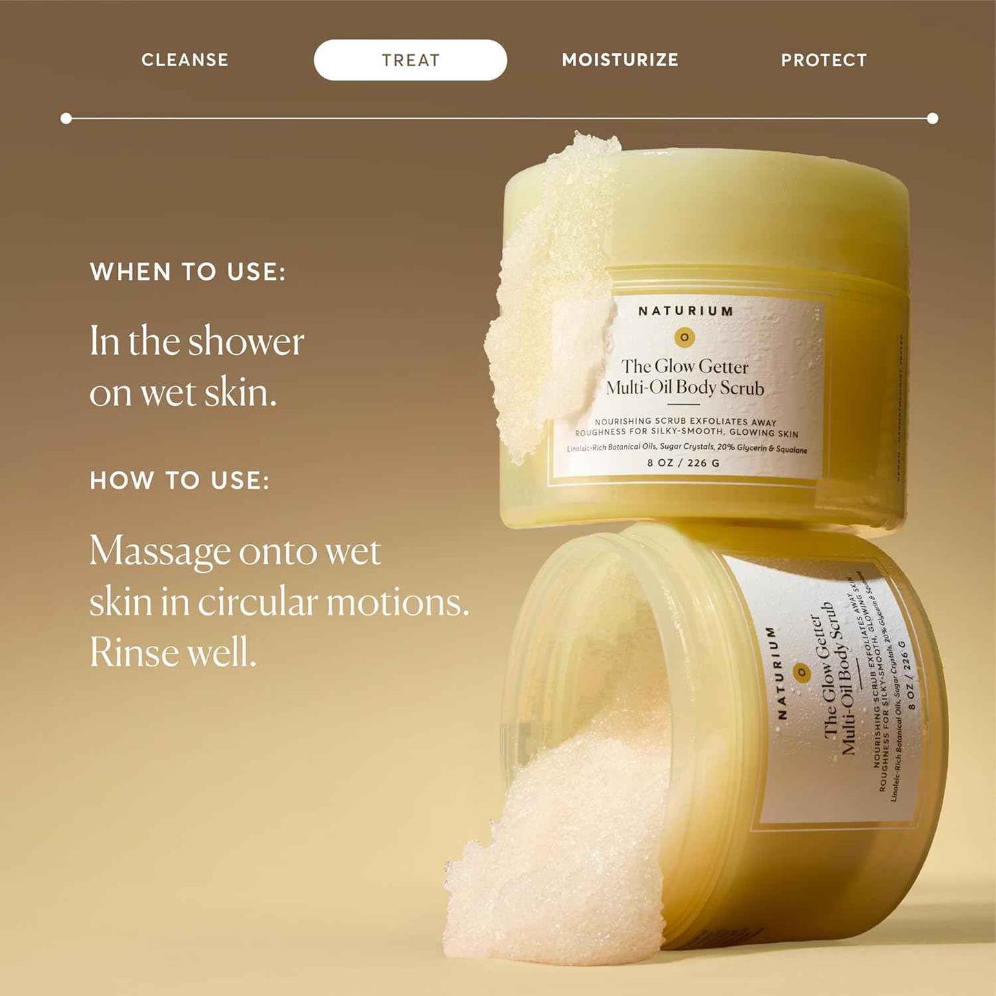 Naturium Glow Getter Body Scrub, Exfoliating Sugar Crystals with Linoleic-Rich Oils, Glycerin & Squalane, 226 g / 8 oz