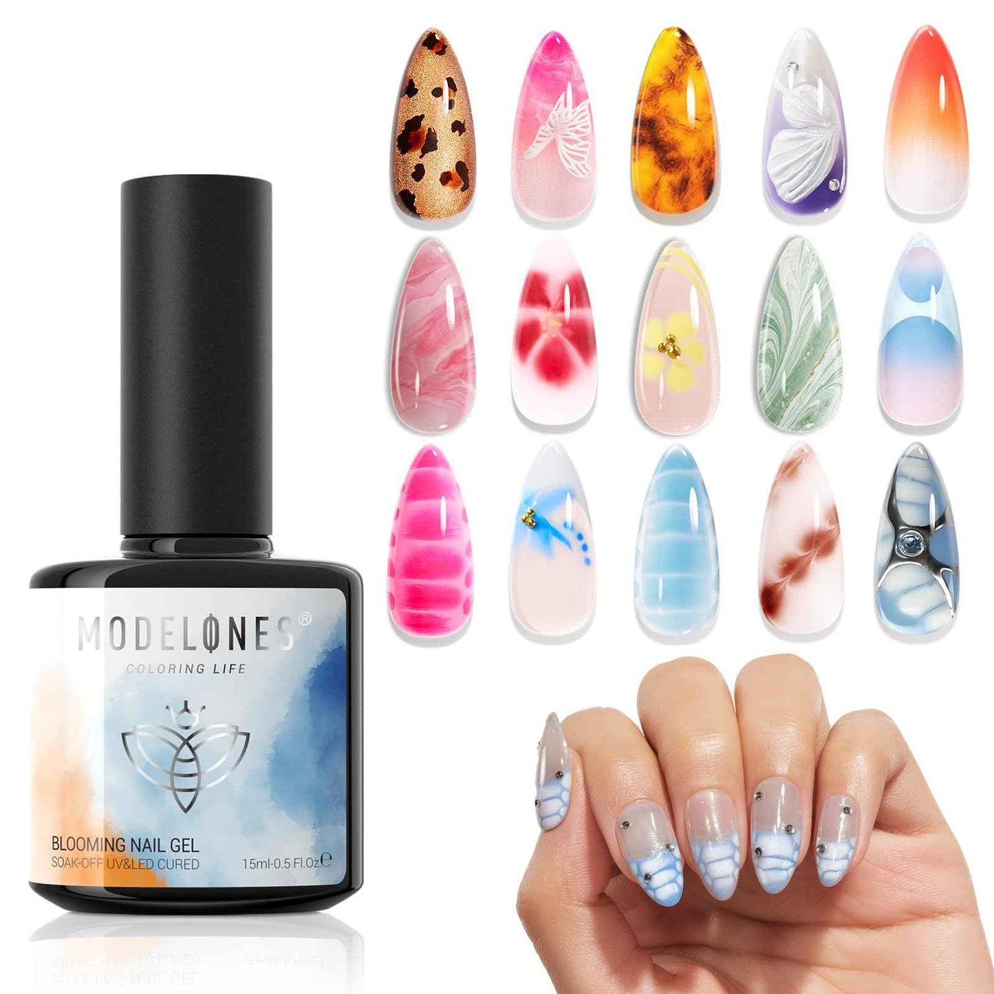 modelones Gel Top Coat, 15ml No Wipe Gel Nail Polish High Gloss Top Coat Shiny Long Lasting Clear Top for Acrylic Nails, Need U V/LED Lamp for Home DIY Gift Spring Easter's Manicure Salon