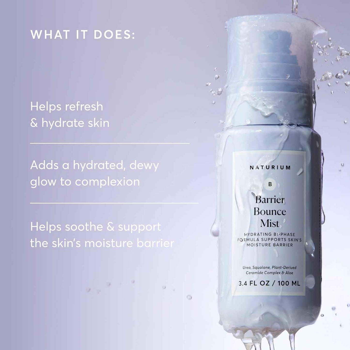 Naturium Barrier Bounce Mist, Hydrating Skincare with Urea, Squalane, Plant-Derived Ceramide & Aloe, 100 mL / 3.4 fl oz