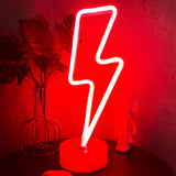 Lightning Bolt Neon Signs Lightning Neon Sign with Base for Bedroom LED Lighting for Room Decor for Teen Girls Gifts for Teenager Boys USB/Battery Cool Gaming Light with Holder(Blue)