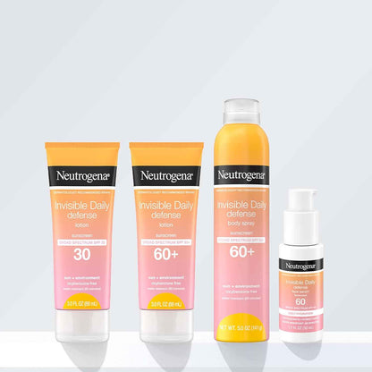 Neutrogena Invisible Daily Defense Body Sunscreen Spray, Broad Spectrum SPF 60+, Oxybenzone-Free & Water-Resistant, Sun & Environmental Aggressor Protection, Antioxidant Complex, 5.0 oz