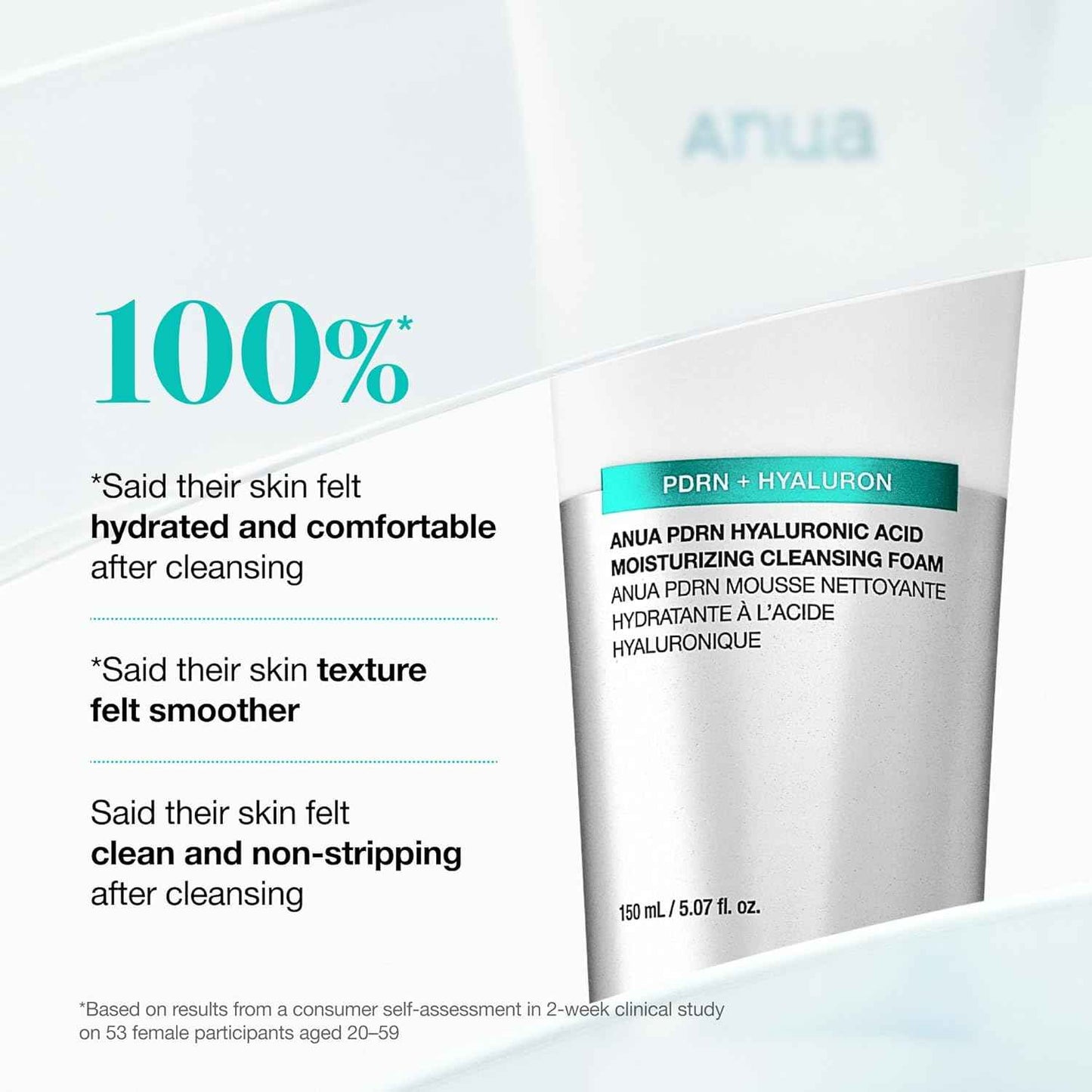 Anua PDRN Hyaluronic Acid Moisturizing Cleansing Foam, Daily Gentle Face Wash for Dry Skin, Salmon DNA Hydrating & Soft Facial Cleanser, Barrier Repair & Glow Glass Skin, Korean Skincare, 5.07 fl oz.