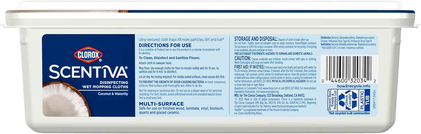 Clorox Scentiva Disinfecting Wet Mop Pad, Disposable Mop Heads