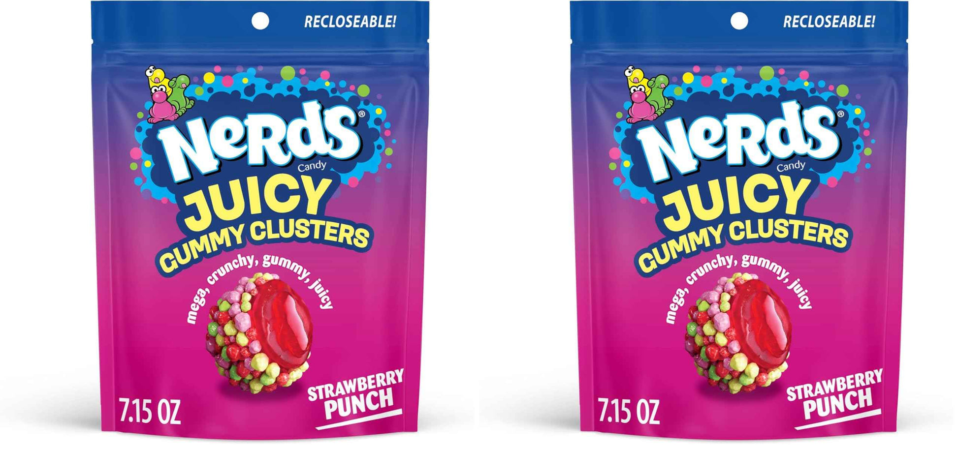 NERDS Juicy Gummy Clusters, Juicy and Gummy Candy, 1 Stand Up Bag, for Snacking and Sharing, 7.15 oz