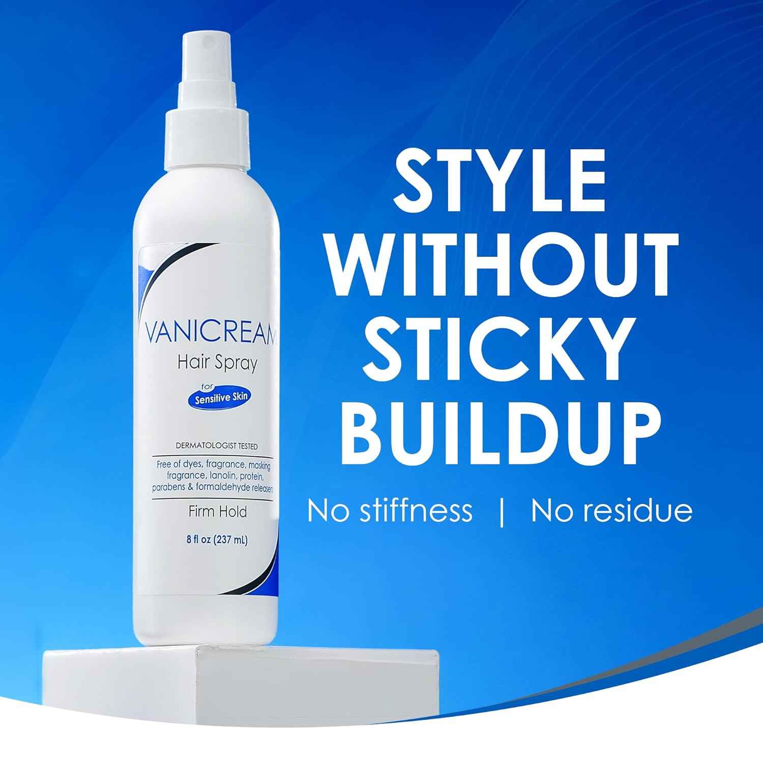 Vanicream Firm Hold Hairspray, Fragrance and Gluten Free, For Sensitive Skin, 8 Ounce, Packaging May Vary