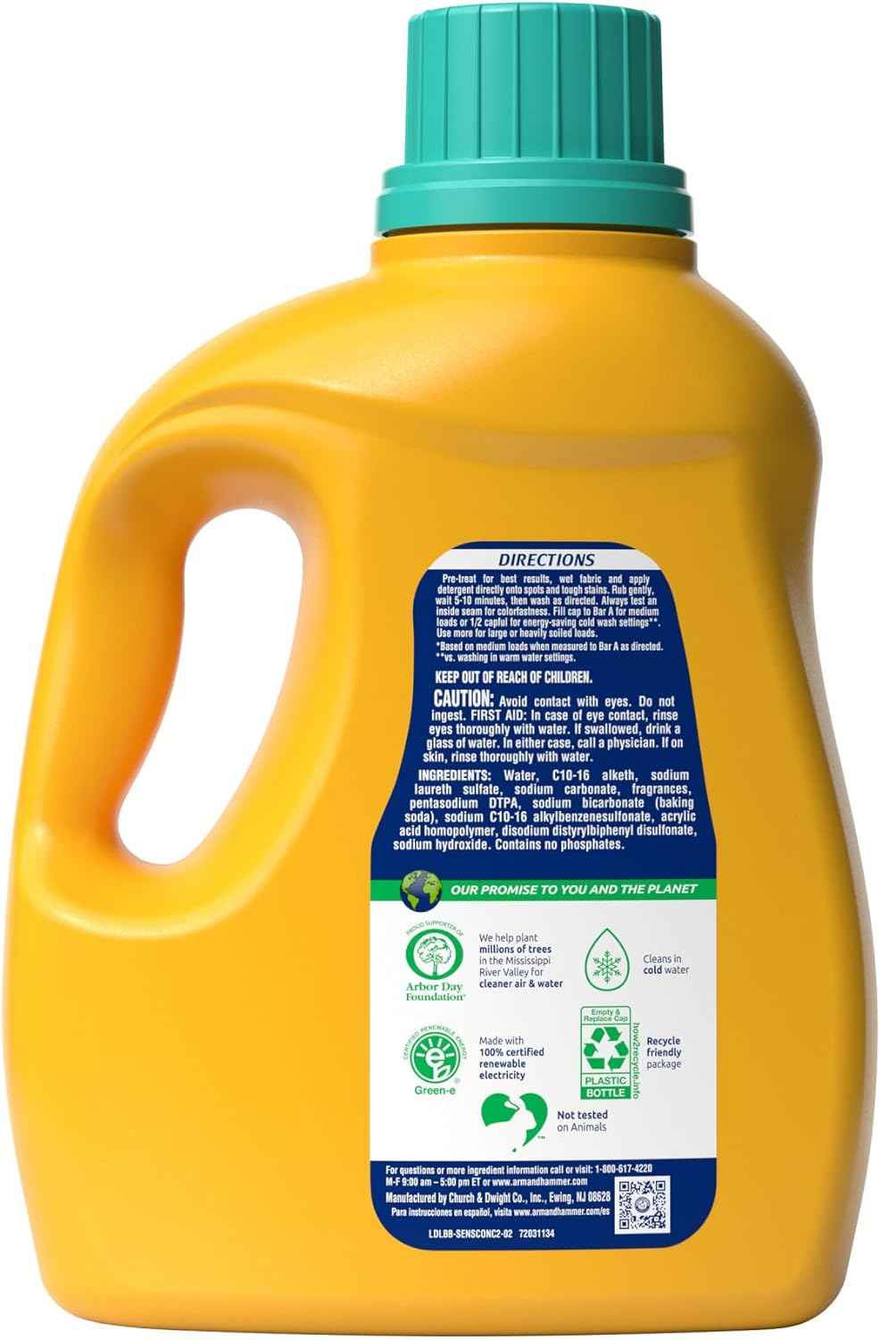ARM & HAMMER Sensitive Skin Liquid Laundry Detergent, Fresh Scent