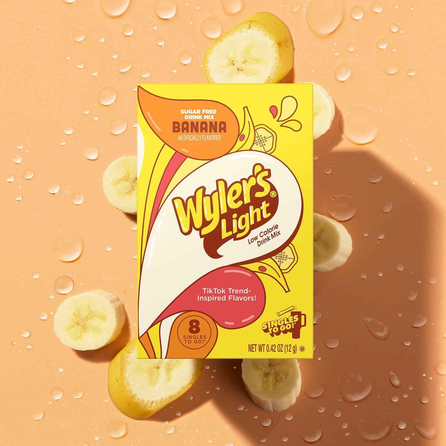Wyler's Light Singles To Go Powder Packets, Water Drink Mix, Watertok Banana, 8 Count