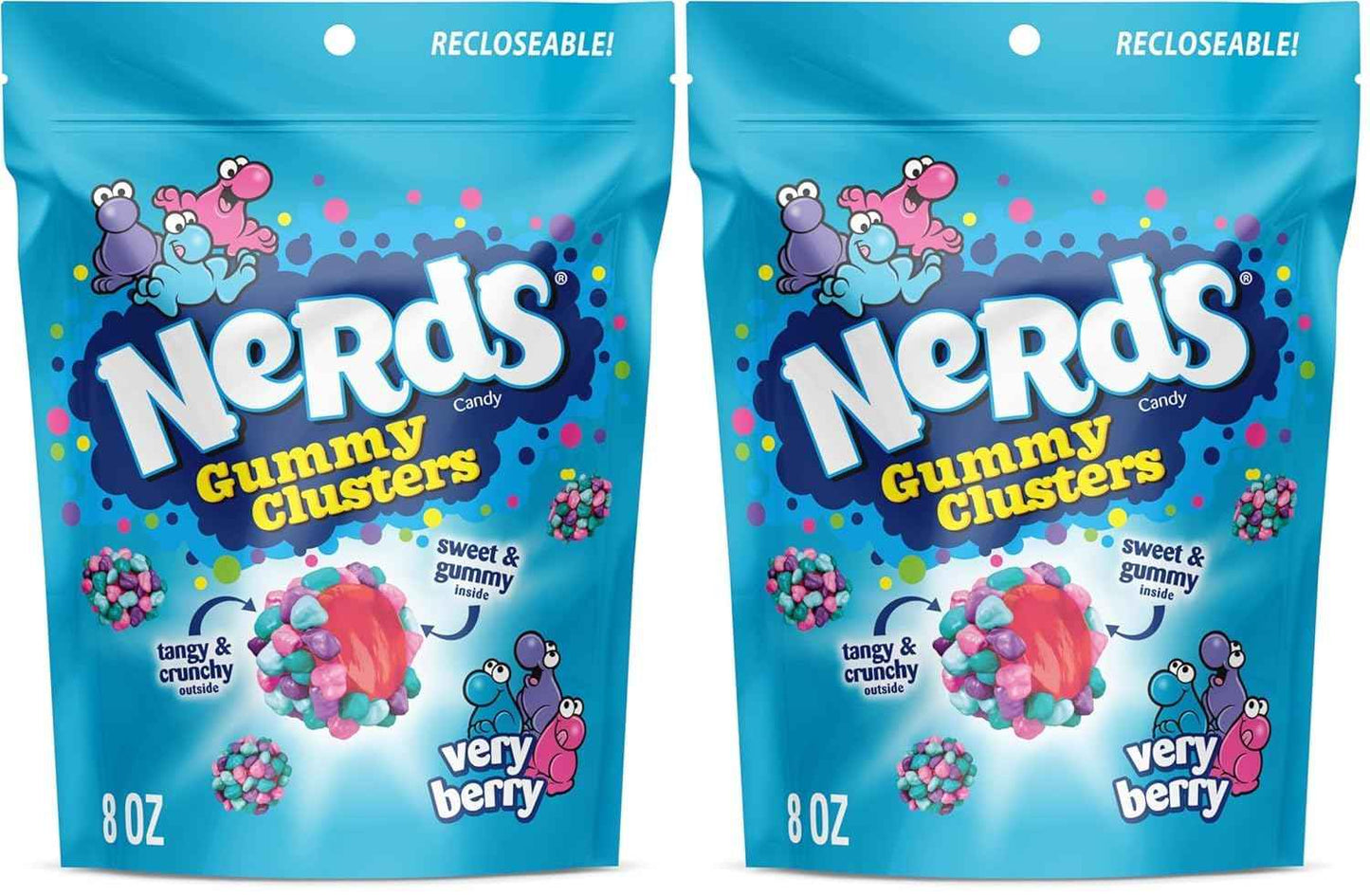 NERDS Juicy Gummy Clusters, Juicy and Gummy Candy, 1 Stand Up Bag, for Snacking and Sharing, 7.15 oz