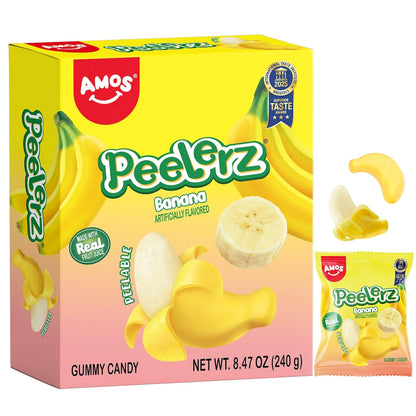 AMOS Peelerz Lychee Gummy Candy, Peelable Fruit-Shaped Candy, 8.47oz Box with 10 Individual Packs – Fun Peeling Gummy Snack Made with Real Juice - Eco House Kit