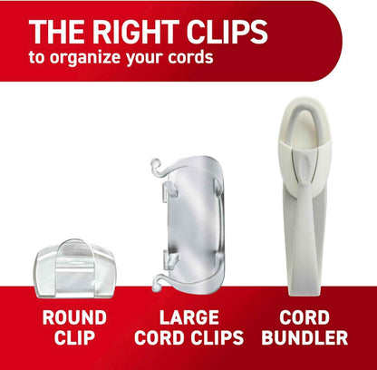 Command Round Cord Clips, Damage-Free Hanging Cable Clips, No Tools Wall Clips for Hanging Electrical Cables of Christmas Decorations