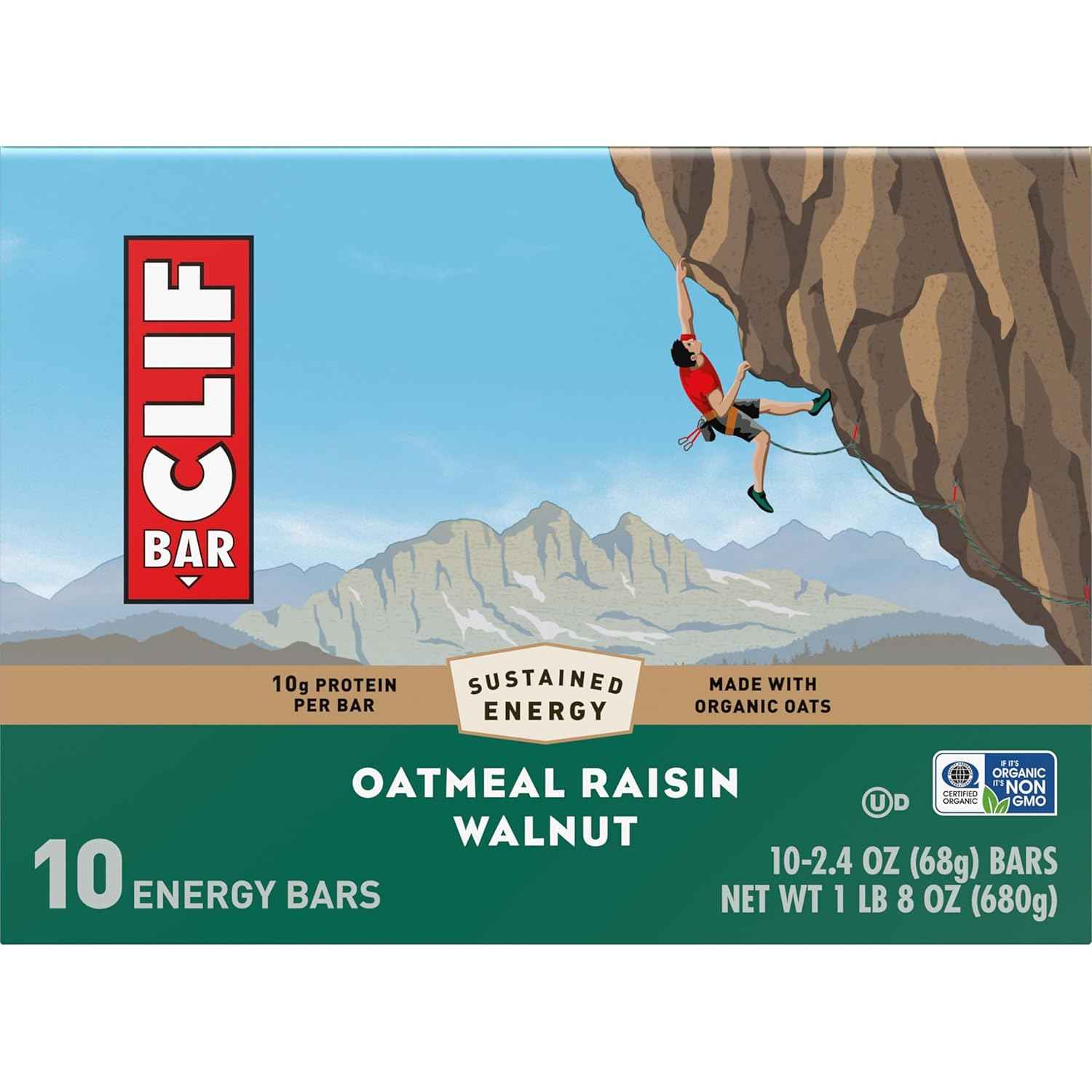 CLIF BAR - Energy Protein Bars - Oatmeal Raisin Walnut - Made with Organic Oats - Energy Bars - Non-GMO