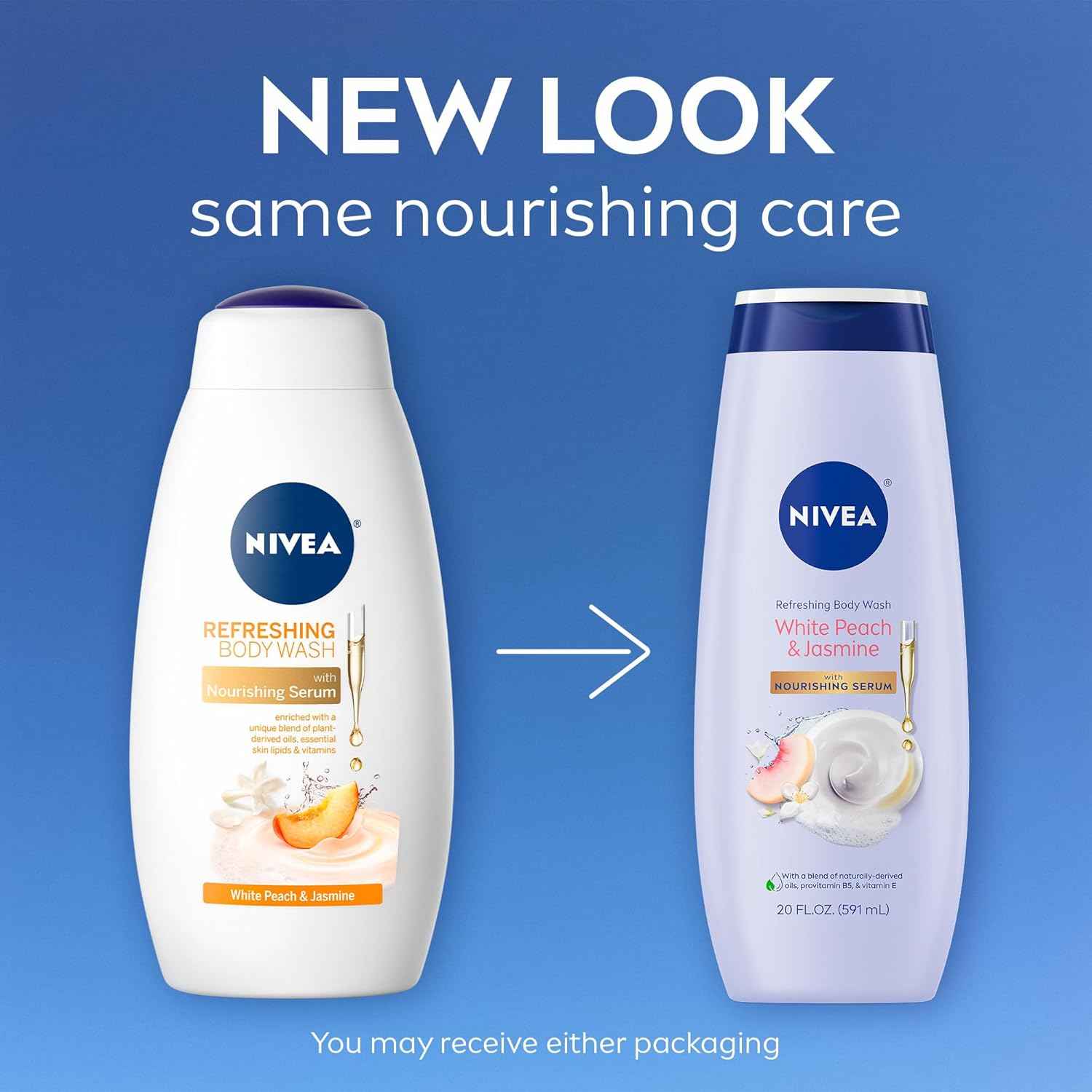 NIVEA Refreshing Body Wash with Nourishing Serum, Scented Body Wash for Women, Enriched with Provitamin B5 and Vitamin E