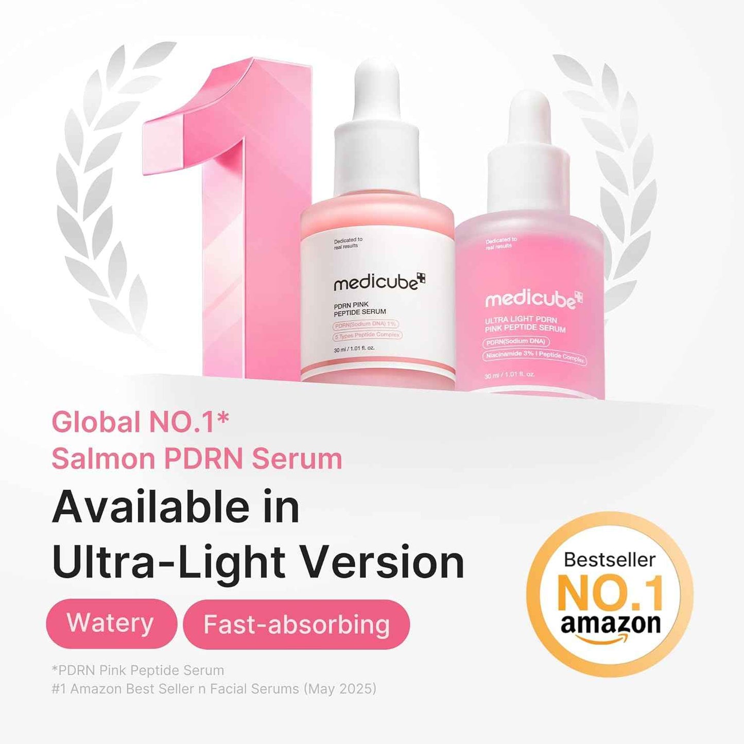 medicube PDRN Pink Peptide Serum | Hydrating Serum with Hyaluronic Acid | Fast-Absorbing Glow Care for Skin Clarity | Korean Skincare
