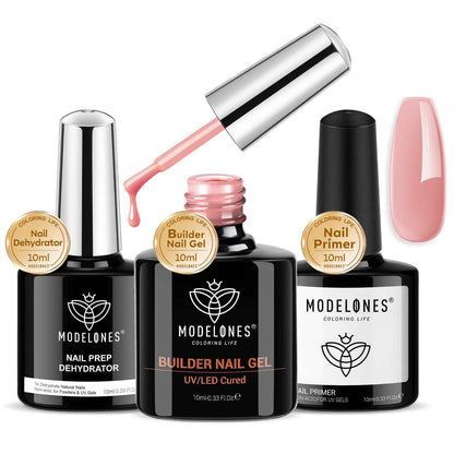 modelones Builder Nail Gel, 7-in-One Clear Builder for Nails, LED Lamp Cured Color Rubber Base Gel Polish Coat Strengthener Thickening Extension Rhinestone Glue in a Bottle for DIY Home Salon Gifts