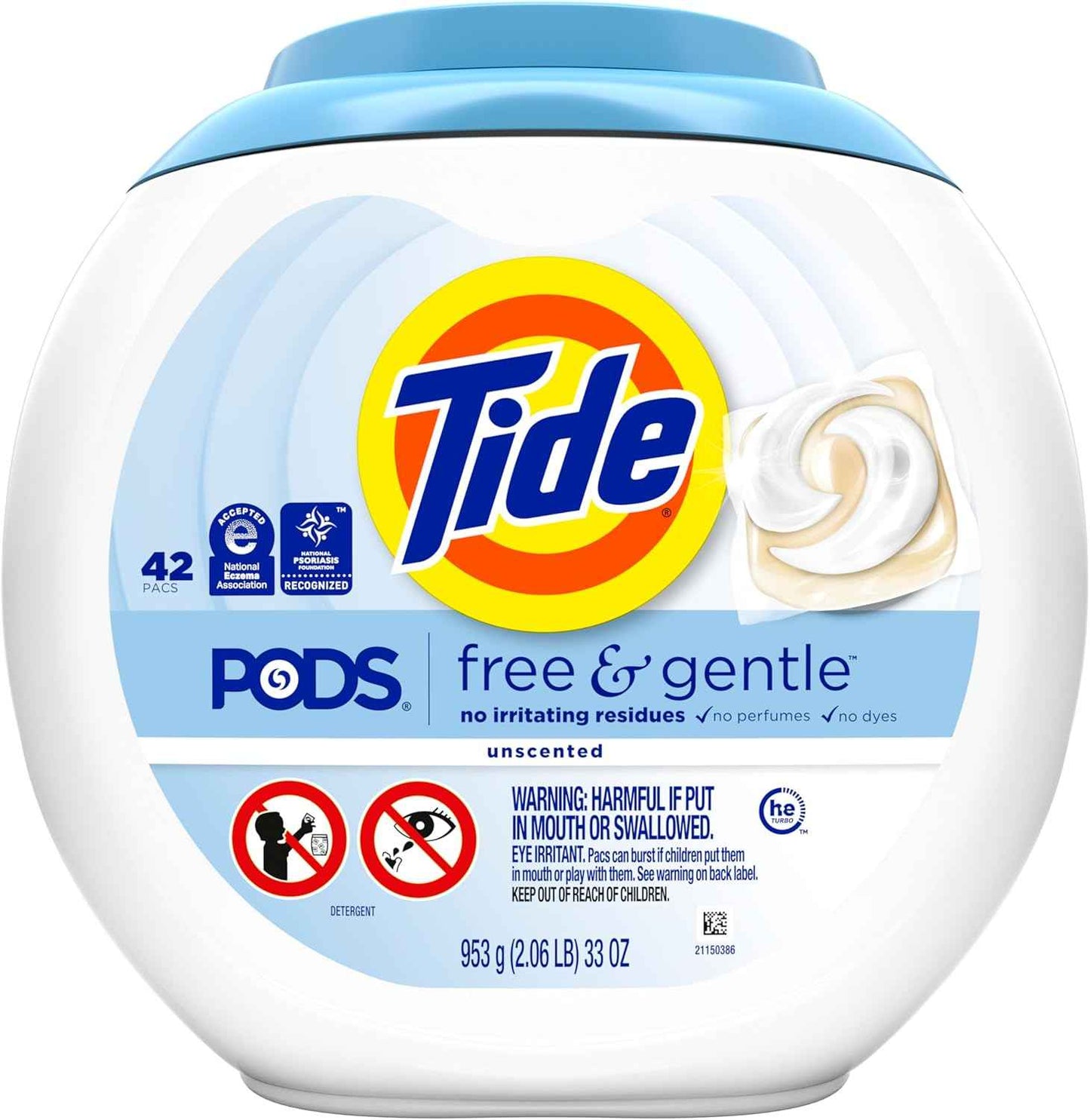 Tide Pods Free & Gentle Laundry Detergent Soap Pacs, Tide Pods Laundry Detergent (Packaging May Vary)