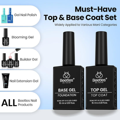 Beetles_No_Wipe_Gel_Top_Coat_and_Base_Coat_Set_for_Gel_Nail_Polish_-_2Pcs_15ml_Super_Shiny_and_Long_Lasting_Soak_Off_UV/LED_Lamp_Nail_Art_Design_Gift