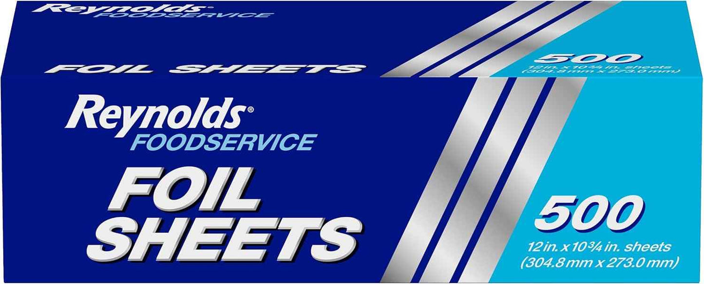 Reynolds Foodservice Pre-Cut Aluminum Foil Sheets, Great for Concessions, Catering, Cafeterias, and Restaurants, Easily Moldable Around Food