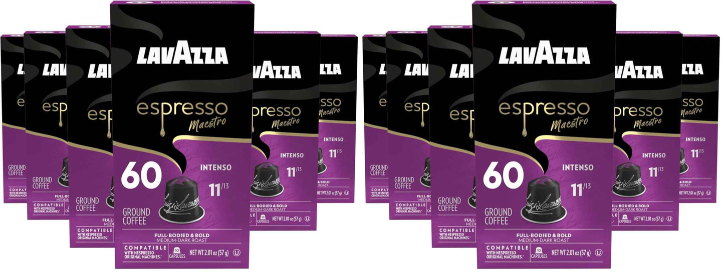 Lavazza Espresso Maestro Aluminum Capsules Compatible with Nespresso* Original Machines, Dark Espresso Roast, Arabica and Robusta Blend