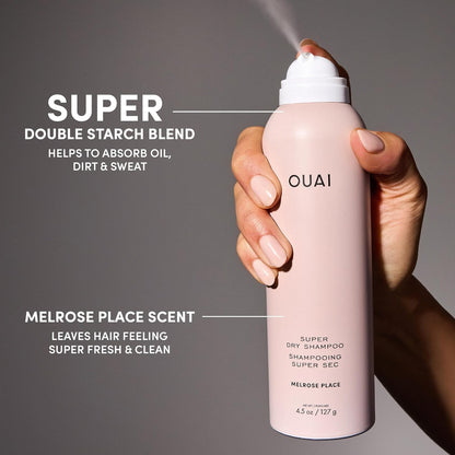 OUAI_Super_Dry_Shampoo_-_Volumizing_Dry_Shampoo_-_Absorbs_Oil,_Dirt_&_Sweat_-_Blends_Seamlessly_into_Hair_with_Zero_Residue_&_Enriched_with_a_Long-Lasting_Scent_-_Melrose_Place_(4.5_oz)