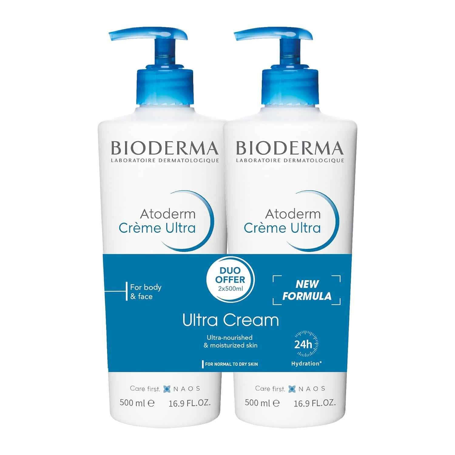Bioderma Atoderm Ultra Cream Duo Pack, Hydrating Body Moisturizer for Normal to Dry Sensitive Skin
