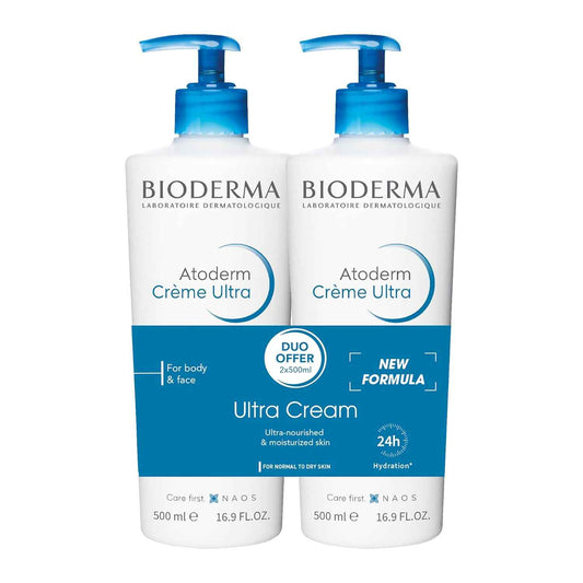 Bioderma Atoderm Ultra Cream Duo Pack, Hydrating Body Moisturizer for Normal to Dry Sensitive Skin
