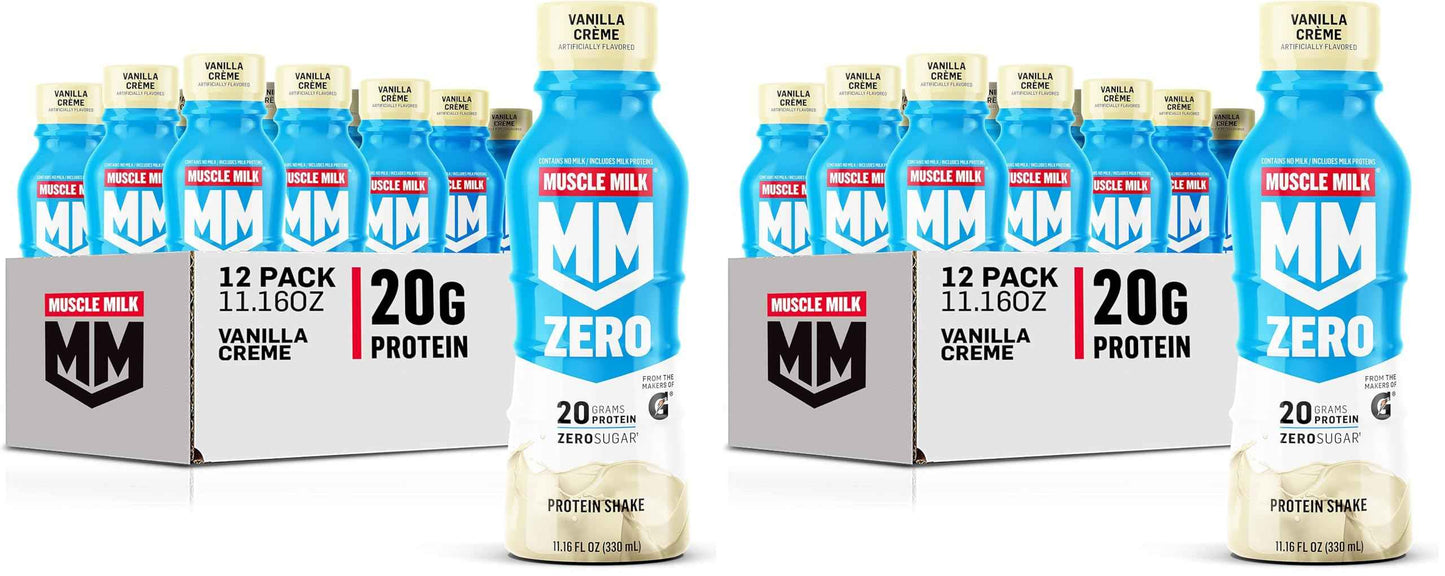 Muscle Milk Zero Protein Shake, 20g Protein, Zero Sugar, 100 Calories, Calcium, Vitamins A, C & D, 4g Fiber, Energizing Snack, Workout Recovery, Packaging May Vary,11.16 Fl Oz