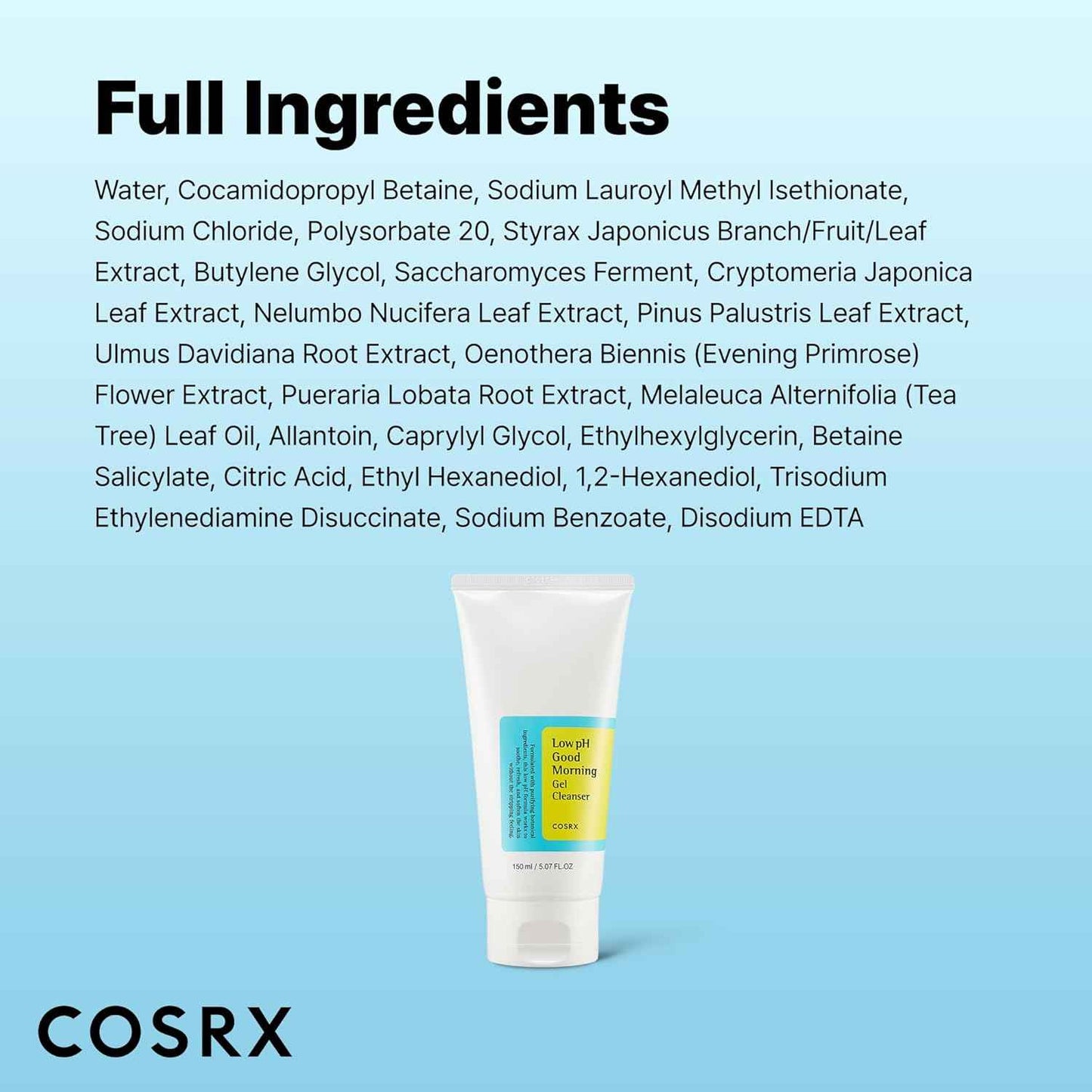 COSRX Low pH Good Morning Gel Face Cleanser, BHA Face Wash, Daily Mild Face Cleanser for Sensitive Skin, PH Balancing, Korean Skin Care, Korean Face Wash
