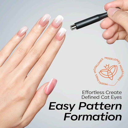 modelones Cat Eye Magnet Set, 15PCS French Cateye Gel Nail Polish Magnet Nail Art Tools Set Heart Magnet for Cat Eye Magnet Square Round Magnet Stick Diverse Glassy Cateye Effect for Women