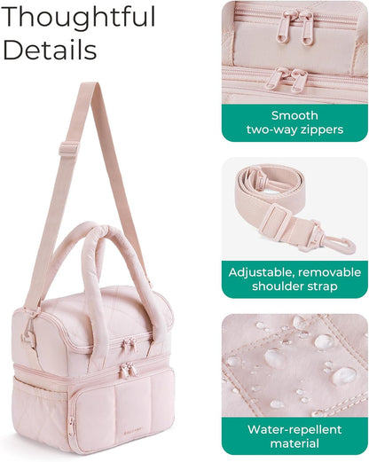 BAGSMART_Lunch_Bag_Women,_Double_Deck_Insulated_Lunch_Box,_Quilted_Puffer_Lunch_Tote,_Leakproof,_Durable_&_Reusable_Large_Lunch_Cooler_For_Work_Picnic_Travel_Meal_Prep,_Camel