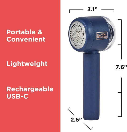 BLACK+DECKER_Rechargeable_USB-C_Fabric_&_Garment_Shaver_–_Large_Capacity_Lint_Remover_for_Clothing_and_Upholstery,_6_Stainless_Steel_Blades