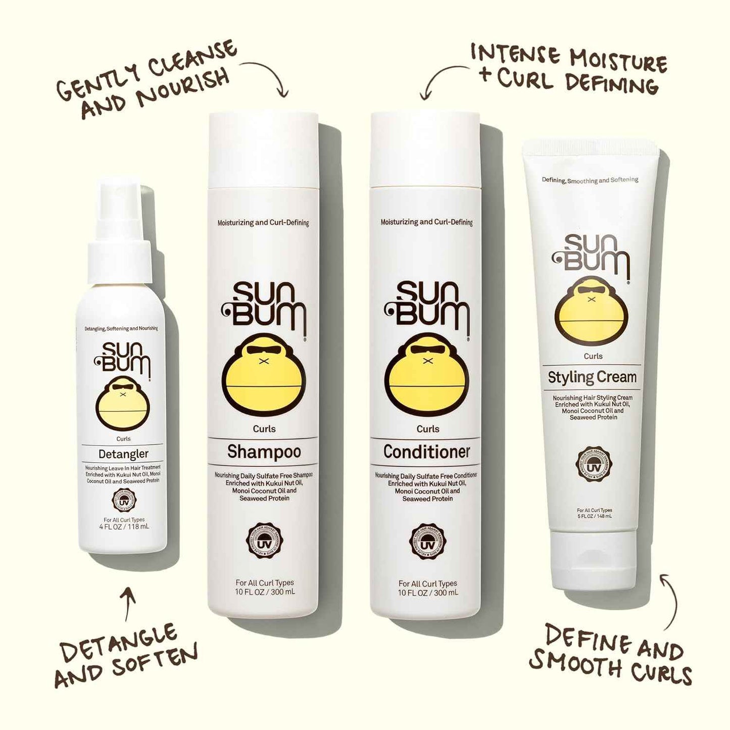 Sun Bum Curls and Waves - Lightweight Formula for Wavy and Curly Hair - Nourishing Kukui Nut and Coconut Oil - Frizz Free finish - Vegan and Cruelty Free