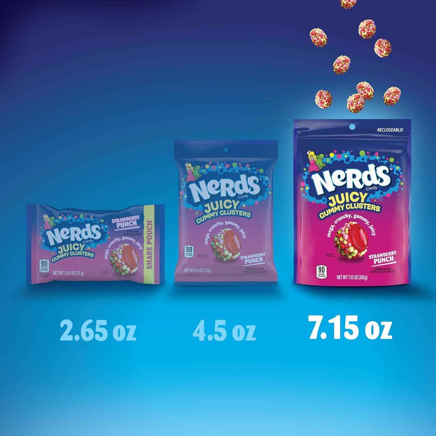 NERDS Juicy Gummy Clusters, Juicy and Gummy Candy, 1 Stand Up Bag, for Snacking and Sharing, 7.15 oz