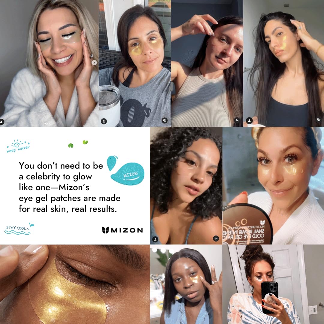 MIZON_Under_Eye_Patches_for_Puffy_Eyes_&_Dark_Circles,_24K_Gold_&_Snail_Mucin,_60_Pcs_–_Anti-Wrinkle_Collagen_&_Peptide_Formula_–_Moisturizing_Korean_Eye_Mask_for_Elasticity
