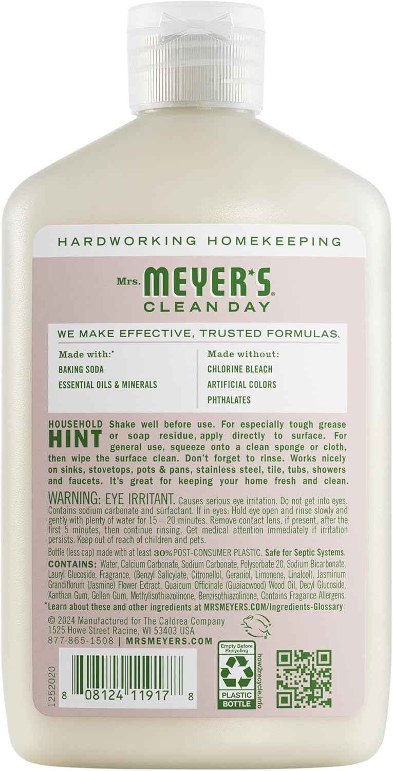 MRS. MEYER'S CLEAN DAY Baking Soda Cream Cleaner, Cuts Grease, Scratch-Free Polish, Apple Blossom, 16 Fl Oz