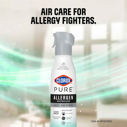 Clorox PURE Allergen Neutralizer Daily Air Spray, Clean Breeze, 8 Ounces