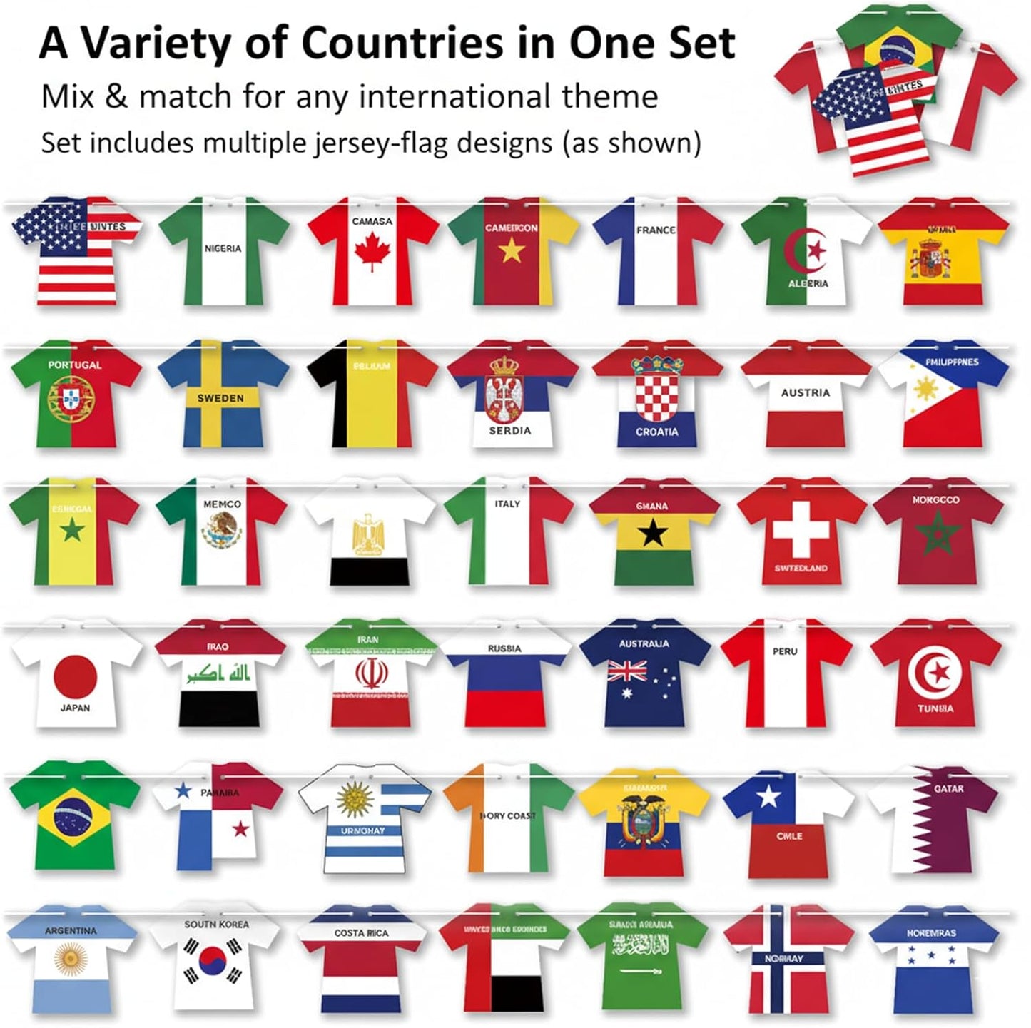 2026_World_Cup_Soccer_Jersey_Flag_Bunting_Banner_50_Pcs_International_Country_String_Flags_Garland_Merchandise_for_Sports_Themed_Parties_Olympic_Celebrations_Decorations(Not_among_the_top_48_teams）