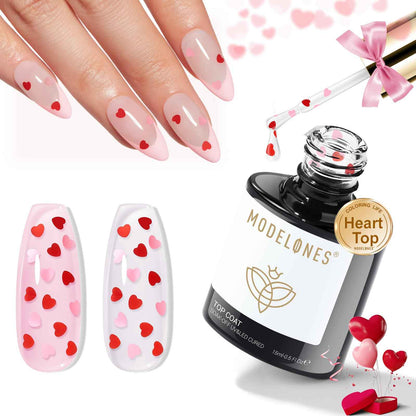 modelones Gel Top Coat, 15ml No Wipe Gel Nail Polish High Gloss Top Coat Shiny Long Lasting Clear Top for Acrylic Nails, Need U V/LED Lamp for Home DIY Gift Spring Easter's Manicure Salon